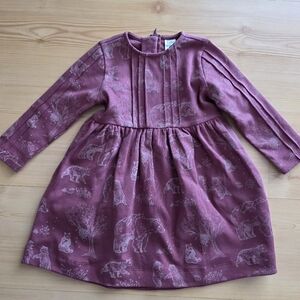 Kate Quinn Long Sleeve Bear Family Print Dress 18-24 NWT cotton